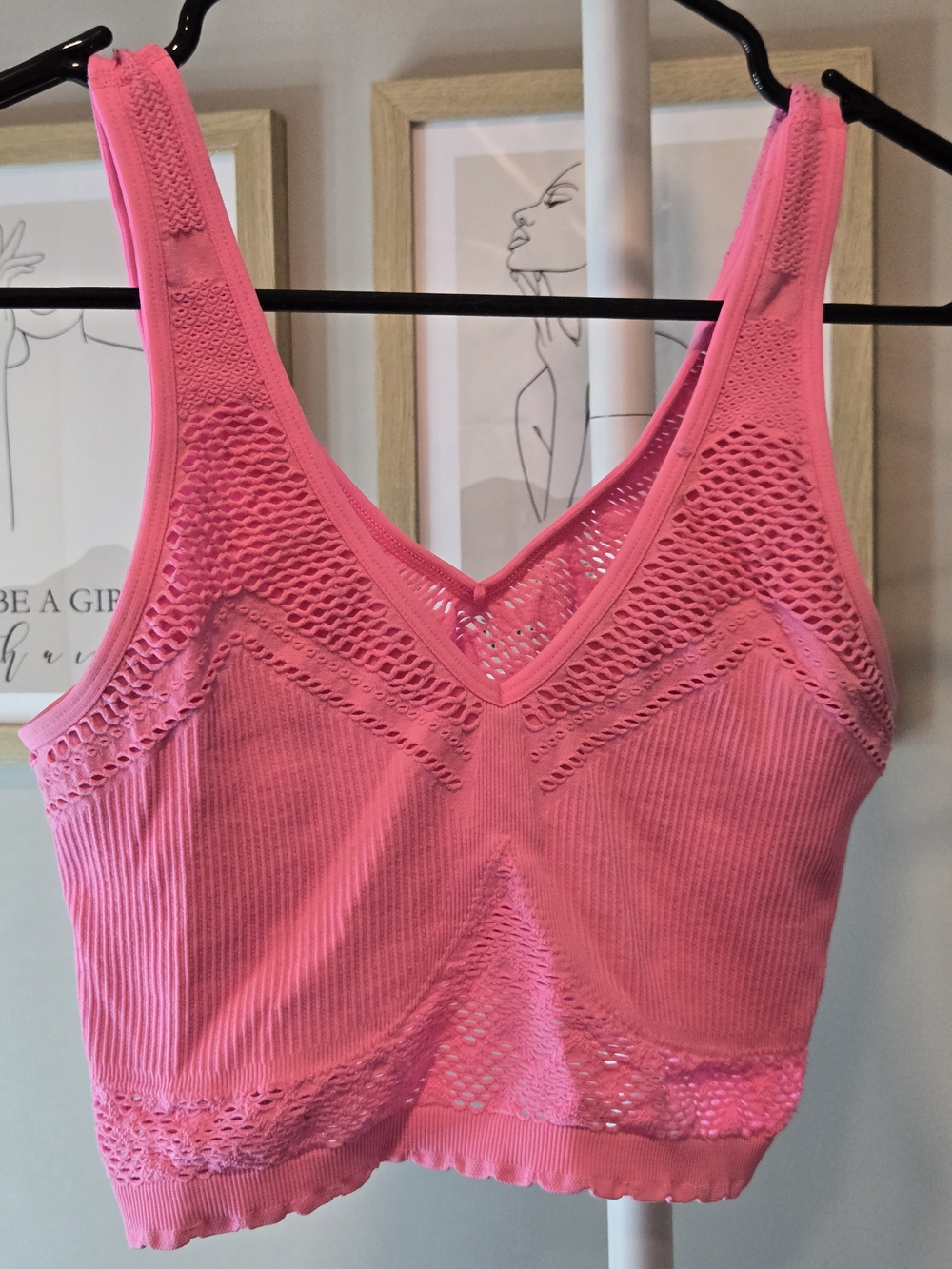 aerie Pink Lace-Detail Seamless Bralette